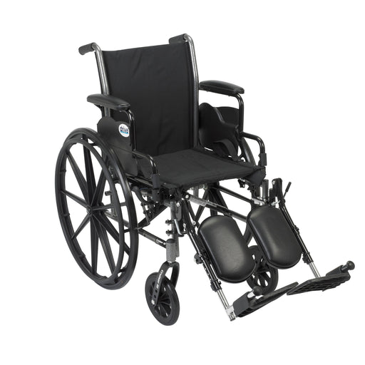 RIO Medical Supplies Cruiser III Light Weight Wheelchair with Flip Back Removable Arms, Desk Arms, Elevating Leg Rests, 16" Seat