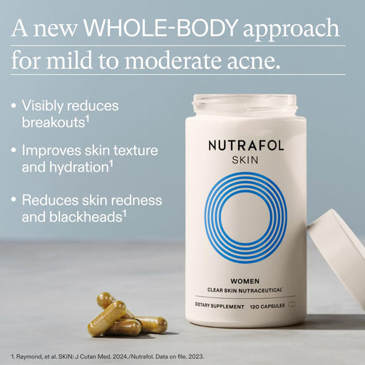 Nava Beauty Nutrafol Clear Skin Nutraceutical Acne Supplement 3-Month Supply Dark Gray