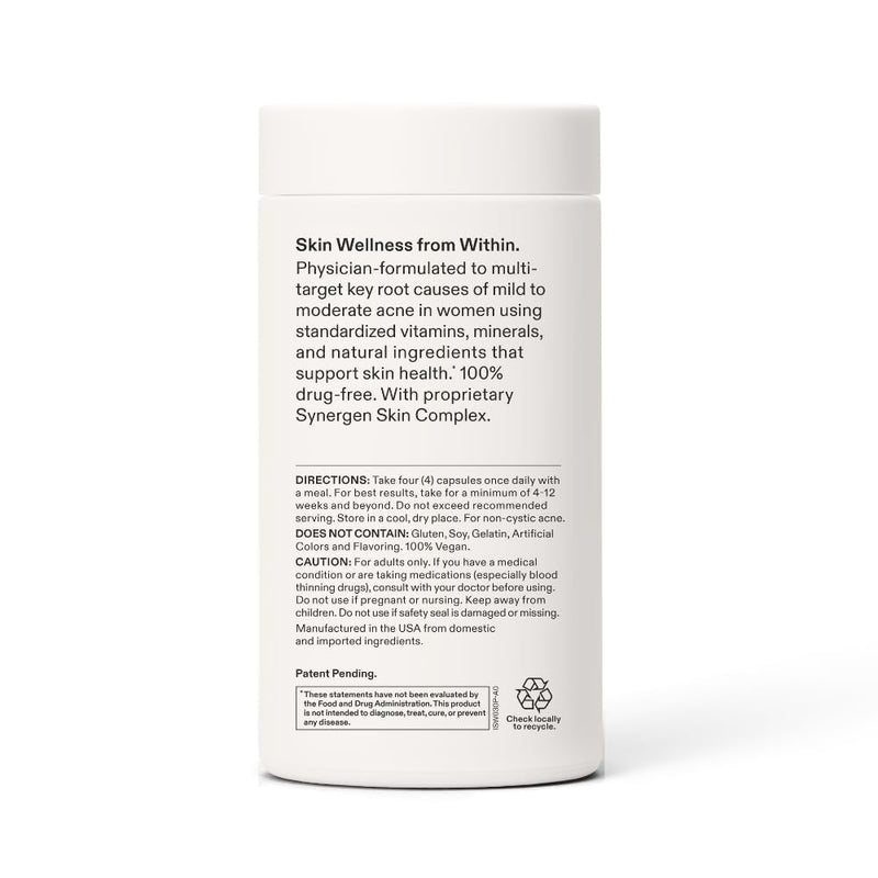 Nava Beauty Nutrafol Clear Skin Nutraceutical Acne Supplement 3-Month Supply Light Gray