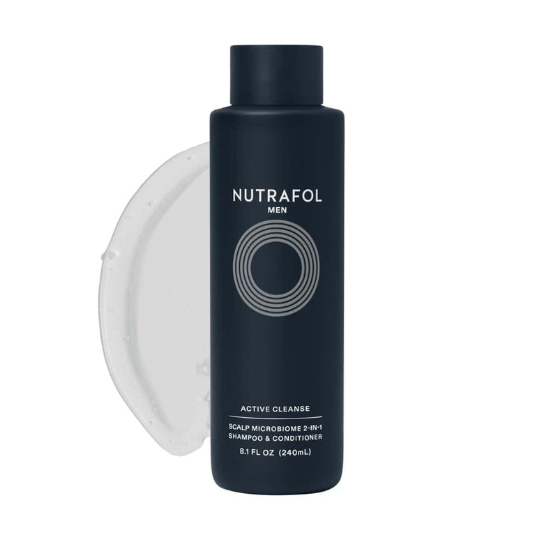 Nava Beauty Nutrafol Men Active Cleanse Scalp Microbiome 2-in-1 Shampoo and Conditioner 8.1 Oz White Smoke