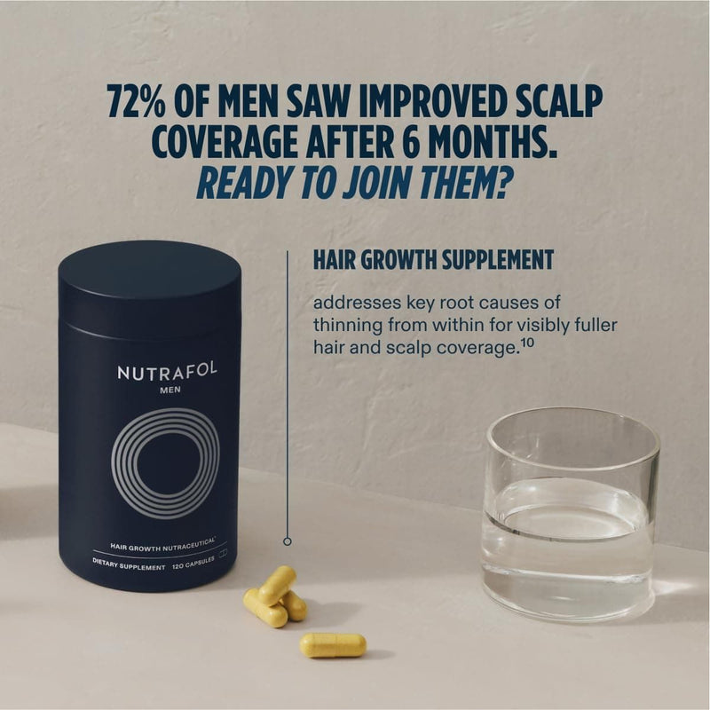 Nava Beauty Nutrafol Men Active Cleanse Scalp Microbiome 2-in-1 Shampoo and Conditioner 8.1 Oz Dark Gray