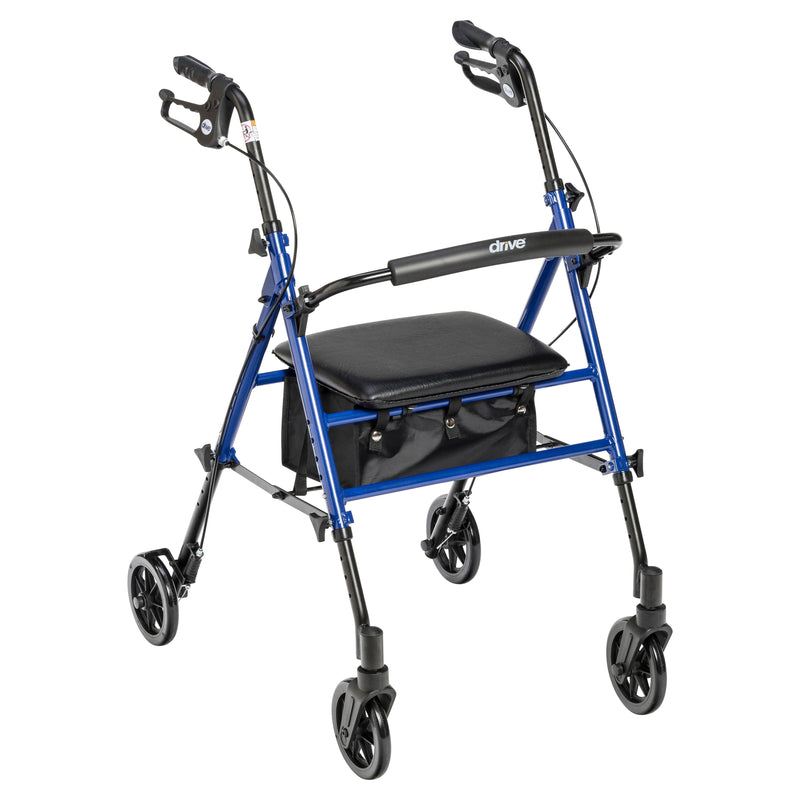 RIO Medical Supplies Adjustable Height Rollator Rolling Walker with 6" Wheels, Blue