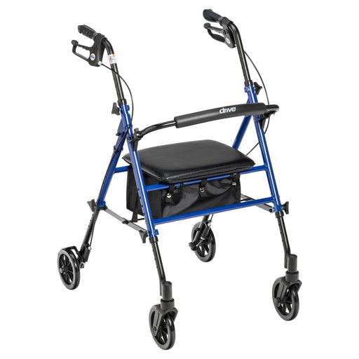 RIO Medical Supplies Adjustable Height Rollator Rolling Walker with 6" Wheels, Blue