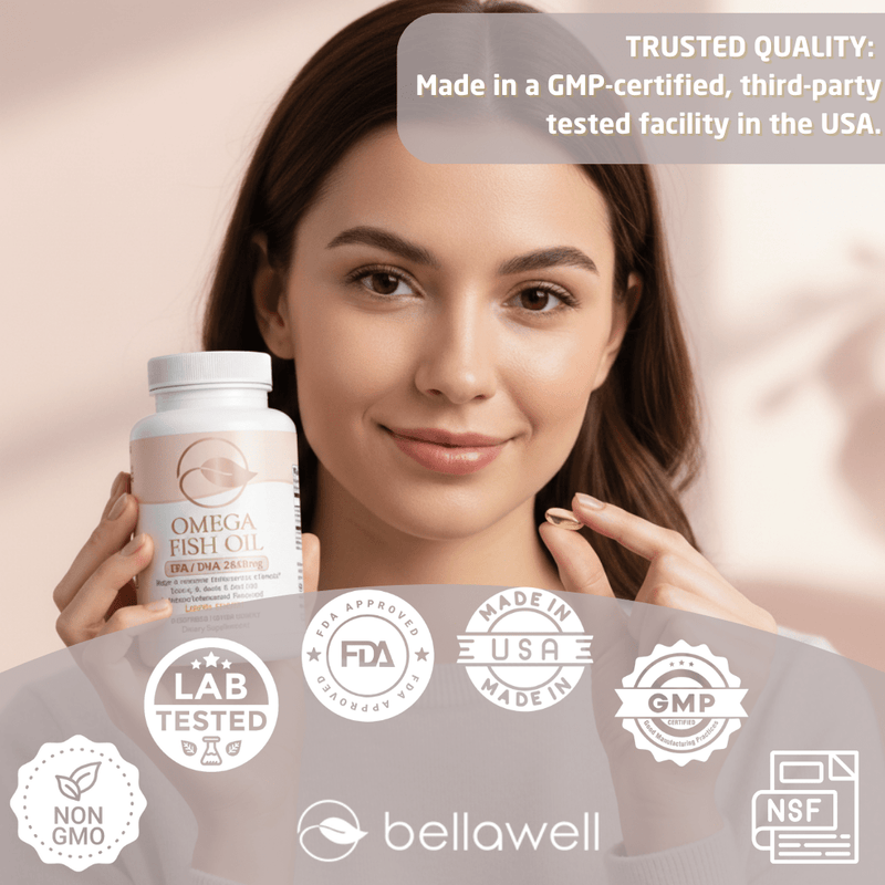 Bellawell Health Omega Fish Oil -Omega-3 Fatty Acids by Bellawell Gelcaps Light Gray