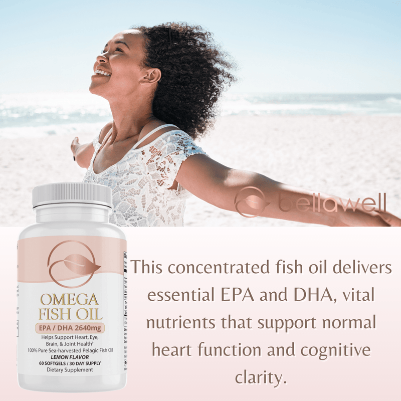 Bellawell Health Omega Fish Oil -Omega-3 Fatty Acids by Bellawell Gelcaps Misty Rose