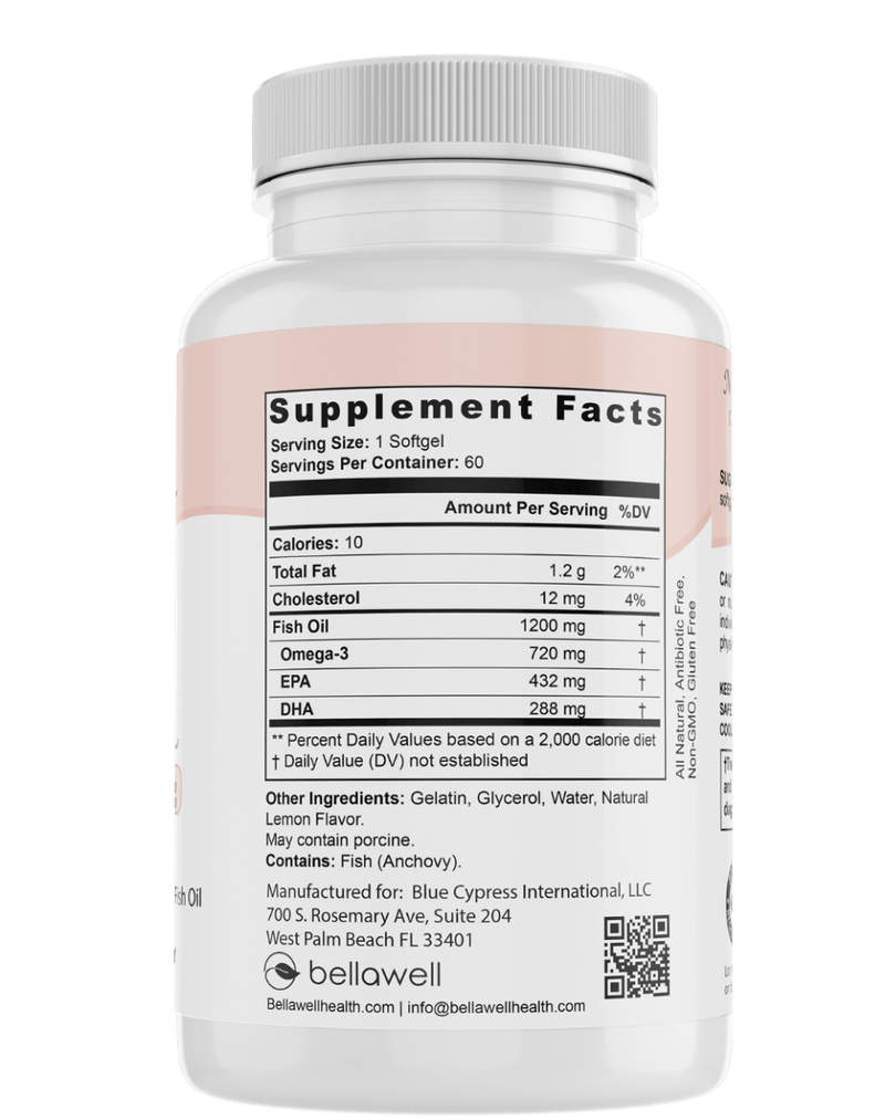 Omega Fish Oil -Omega-3 Fatty Acids by Bellawell