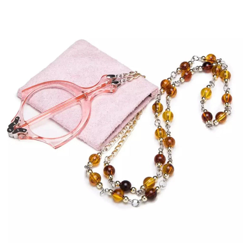 eyekeeper.com One Hand Hold Reading Glasses with Chain Foldable Readers R153 Eyeglasses