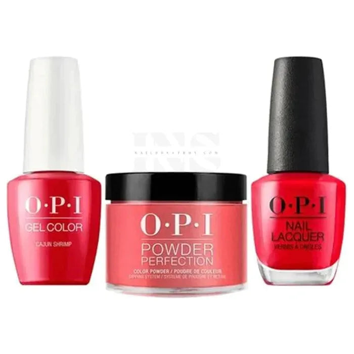 OPI Trio - Cajun Shrimp L64 Dip: 1.5 oz | Gel: 0.5 oz | Lacquer: 0.5 Oz.