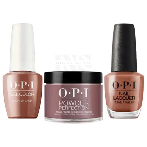 OPI Trio - Chocolate Moose  C89 Dip: 1.5 oz | Gel: 0.5 oz | Lacquer: 0.5 Oz.