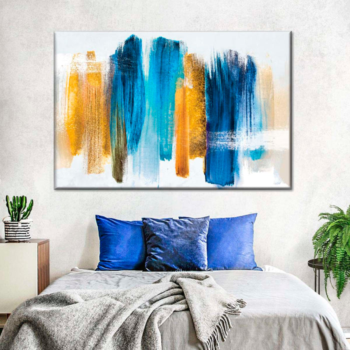 Blue And Gold Abstract Wall Art