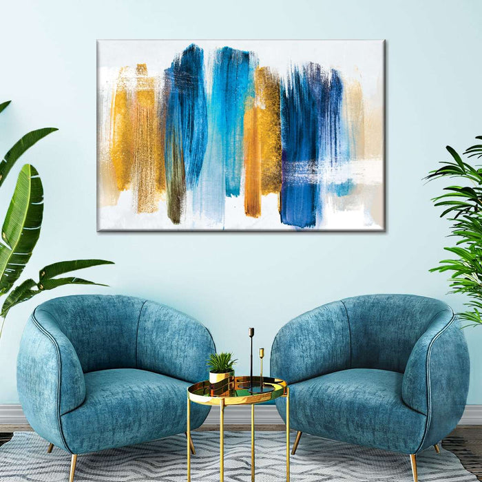 Blue And Gold Abstract Wall Art