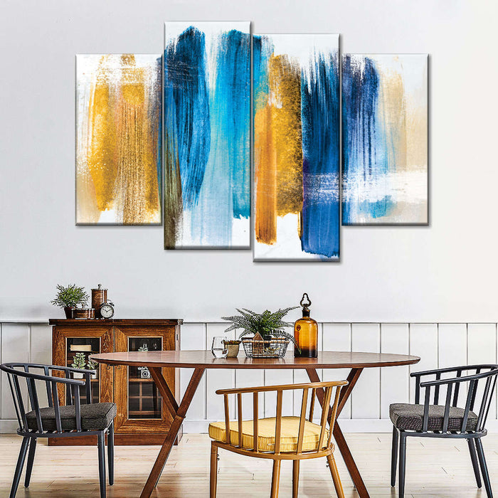 Blue And Gold Abstract Wall Art