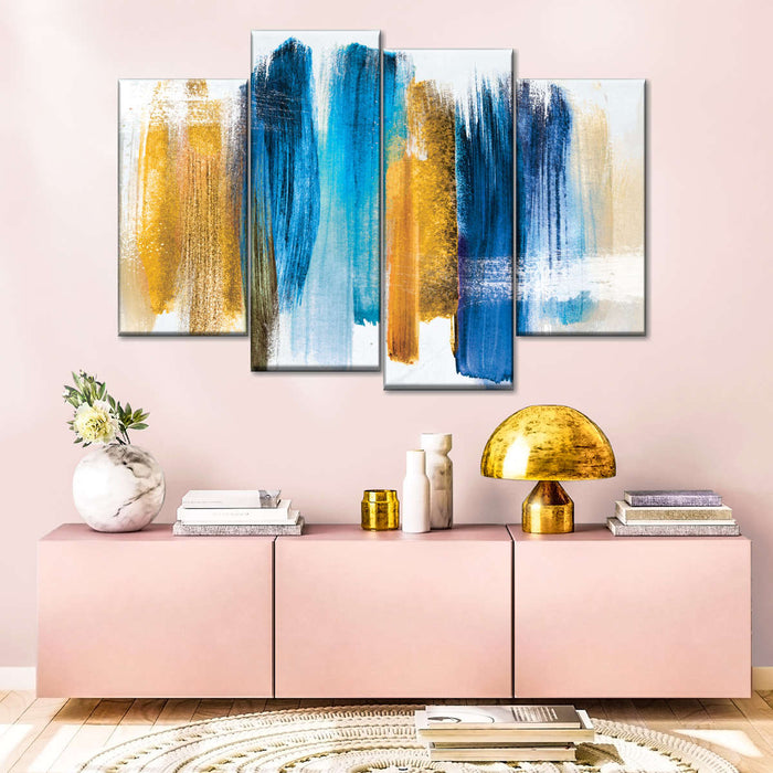 Blue And Gold Abstract Wall Art