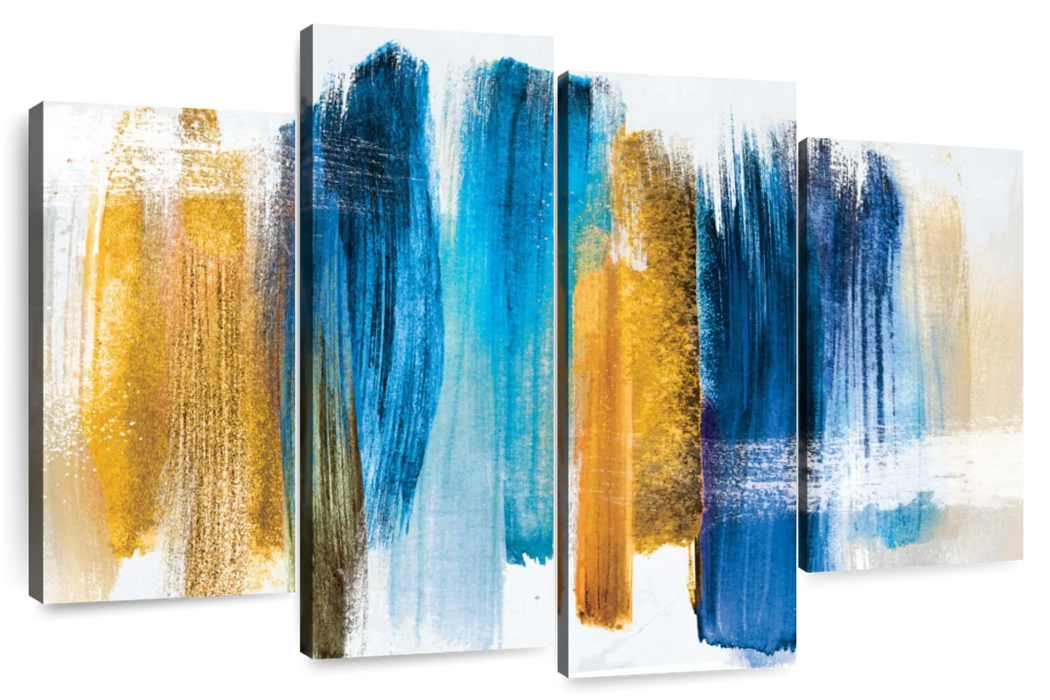 Blue And Gold Abstract Wall Art