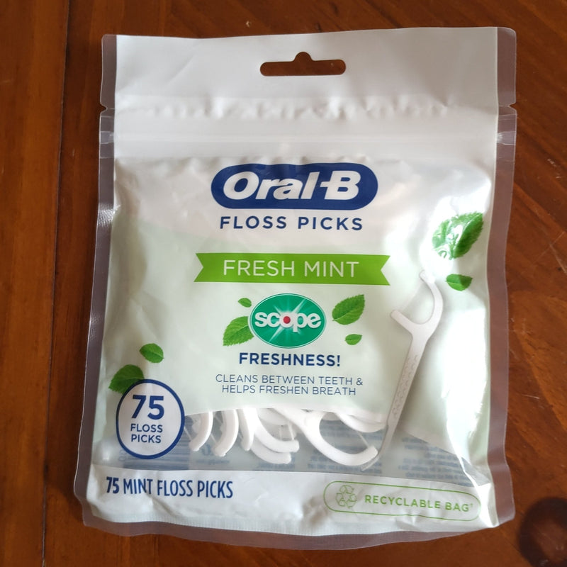 VIP Extensions Oral-B Burst of Scope Dental Floss Picks Mint 75 ct Beauty Supplies