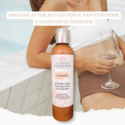 Glimmer Goddess® Organic Skin Care Organic After Sun Lotion & Tan Extender – Luminizing Shimmer Lotion & Moisturizer