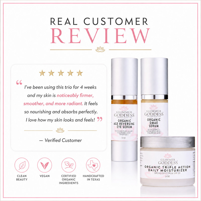 Glimmer Goddess® Organic Skin Care Organic Anti-Wrinkle Trio – 3-Step Collagen Boosting System Gift Packs & Value Sets White Smoke