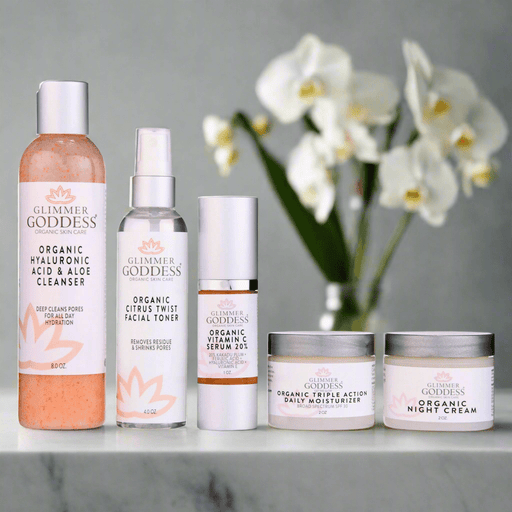 Glimmer Goddess® Organic Skin Care Complete Organic Anti-Wrinkle 5-Step Kit with Vitamin C & SPF 30 Gift Packs & Value Sets
