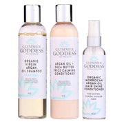 Glimmer Goddess® Organic Skin Care Organic Argan Oil Hair Treatment Trio – Hydrating 3-Step System Hair Care