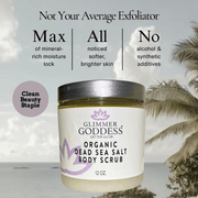 Glimmer Goddess® Organic Skin Care Organic Dead Sea Salt Body Scrub – Exfoliates, Detoxifies & Firms Skin Cleansers & Scrubs