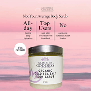 Glimmer Goddess® Organic Skin Care Organic Dead Sea Salt Body Scrub – Exfoliates, Detoxifies & Firms Skin Cleansers & Scrubs