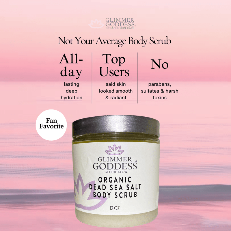 Glimmer Goddess® Organic Skin Care Organic Dead Sea Salt Body Scrub – Exfoliates, Detoxifies & Firms Skin Cleansers & Scrubs