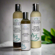 Glimmer Goddess® Organic Skin Care Organic Caffeine Hair Growth System – 3-Step Treatment Set Hair Growth