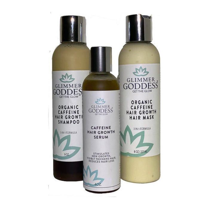 Glimmer Goddess® Organic Skin Care - Organic Caffeine Hair Growth Trio