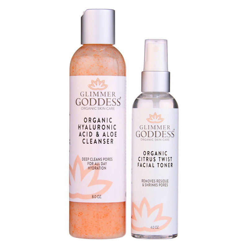 Glimmer Goddess® Organic Skin Care Fresh Start Duo – Hydrating Cleanser & Toner Gift Packs & Value Sets