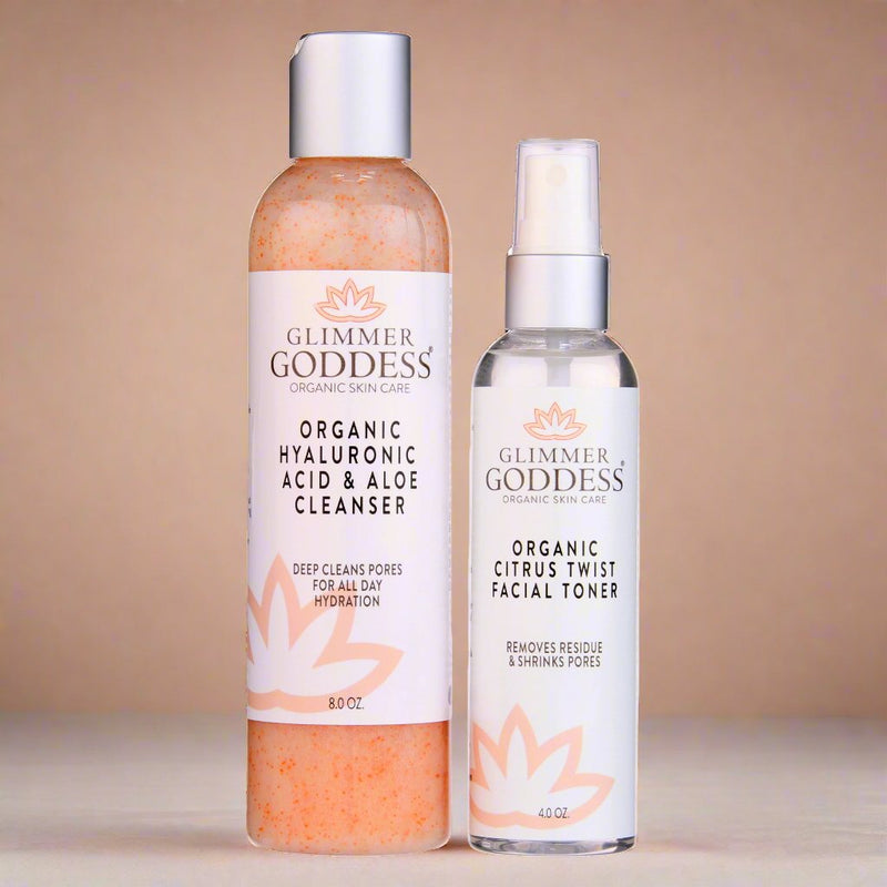 Glimmer Goddess® Organic Skin Care Fresh Start Duo – Hydrating Cleanser & Toner Gift Packs & Value Sets