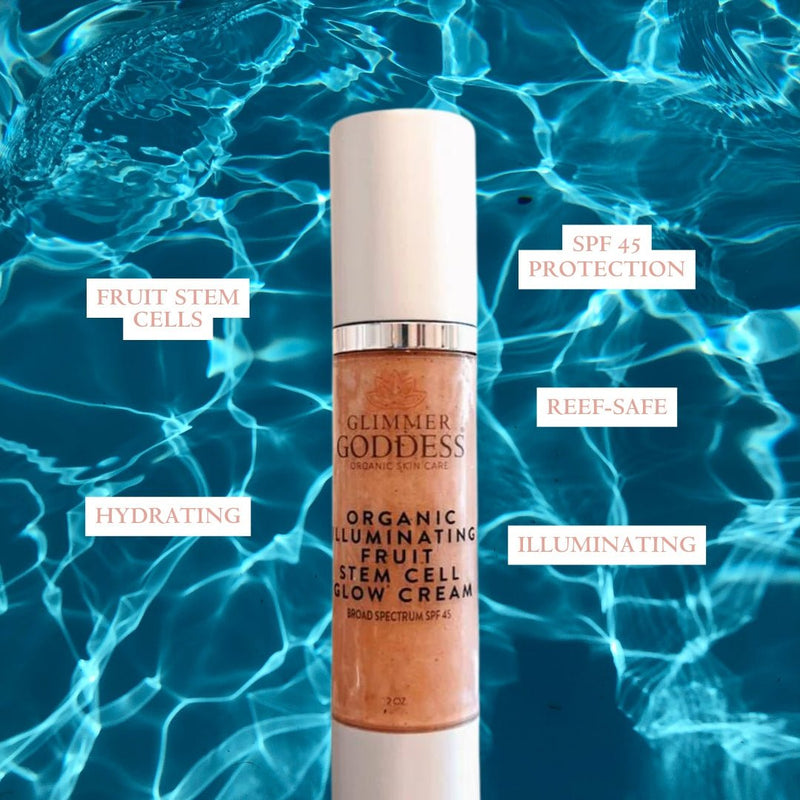 Glimmer Goddess® Organic Skin Care Organic CC Cream with SPF 45 – Illuminating Fruit Stem Cell Glow Cream with Reef-Safe Sunscreen Moisturizers