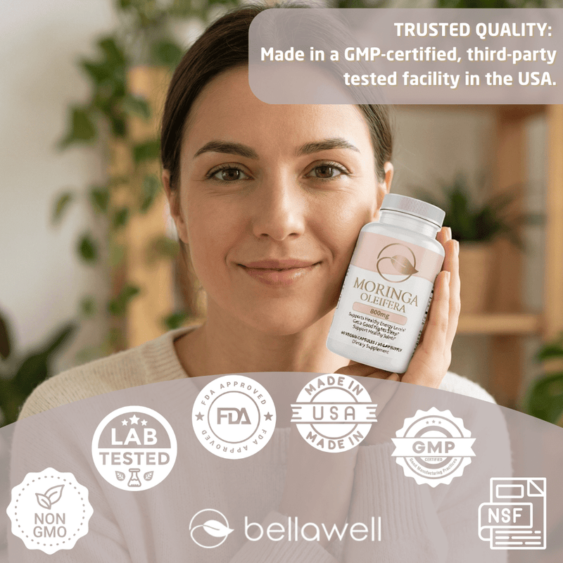 Bellawell Health Organic Moringa Superfood by Bellawell Capsules Dark Gray
