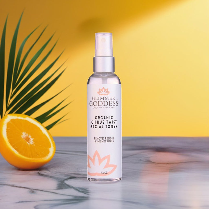 Glimmer Goddess® Organic Skin Care Organic Rose Water Facial Toner – Citrus Twist Toner with Witch Hazel & Aloe for Pore Tightening Cleansers & Scrubs