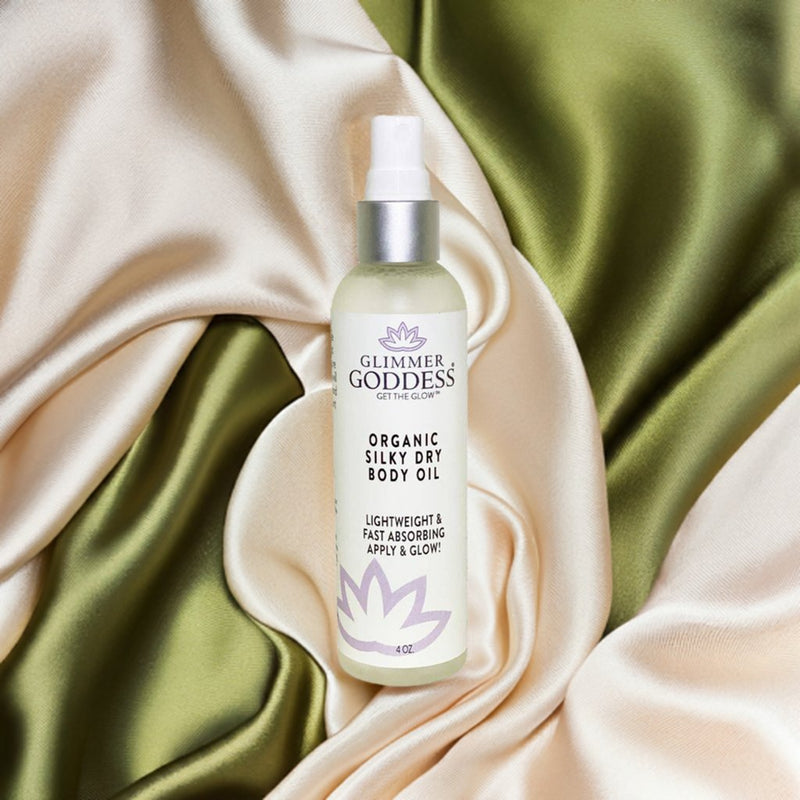 Glimmer Goddess® Organic Skin Care Organic Silky Dry Body Oil – Fast-Absorbing Formula Lotions & Creams