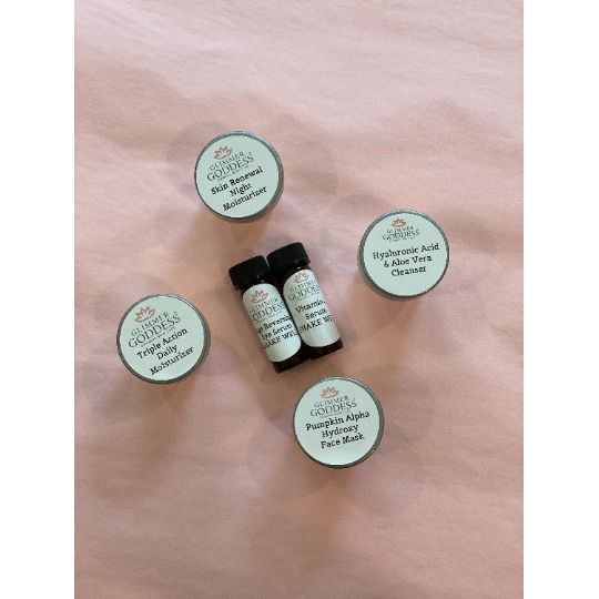 Glimmer Goddess® Organic Skin Care Organic Anti-Aging Skin Care Trial Set – 5 Best Sellers + Bonus Mask Anti-Aging Skin Care Kits