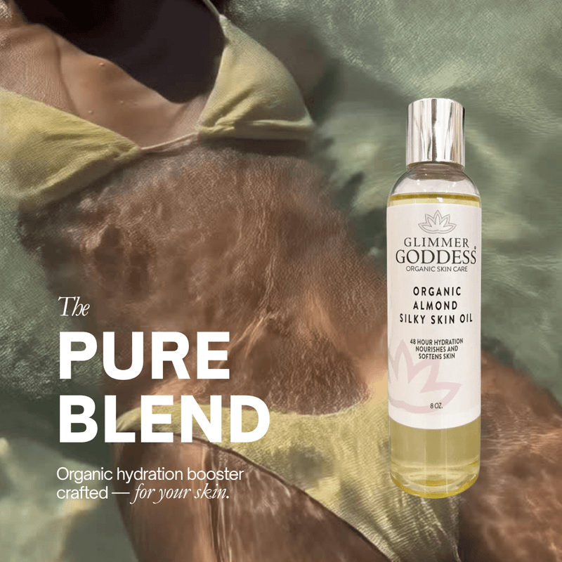 Glimmer Goddess® Organic Skin Care Organic Sweet Almond Silky Skin Oil – 48 Hour Hydration Lotion & Moisturizer