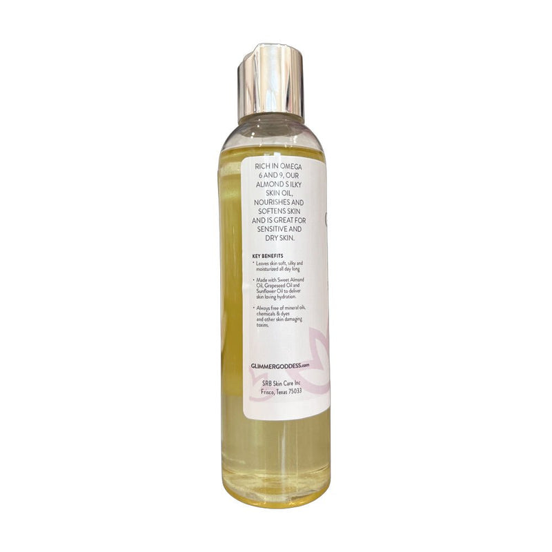 Glimmer Goddess® Organic Skin Care Organic Sweet Almond Silky Skin Oil – 48 Hour Hydration Lotion & Moisturizer