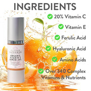 Glimmer Goddess® Organic Skin Care Organic Vitamin C Serum 20% – Brightening Treatment with Hyaluronic & Ferulic Acid Serums
