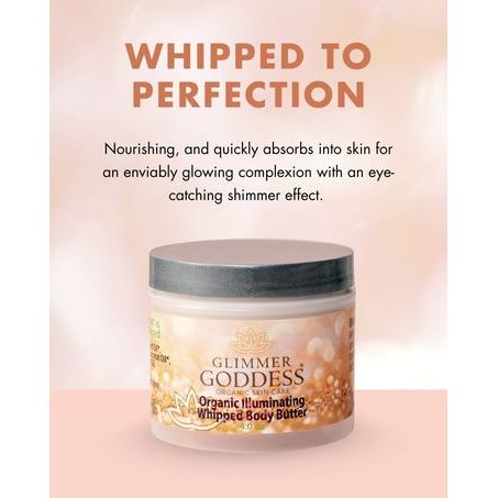 Glimmer Goddess® Organic Skin Care Organic Whipped Bronzing Body Butter – Shimmering Body Moisturizer with Instant Bronze Glow Shimmer