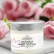 Glimmer Goddess® Organic Skin Care Organic Whipped Body Butter 2 oz – Mini Travel Size for Dry Skin & Eczema Lotions & Creams