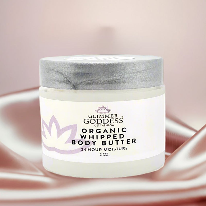 Glimmer Goddess® Organic Skin Care Organic Whipped Body Butter 2 oz – Mini Travel Size for Dry Skin & Eczema Lotions & Creams