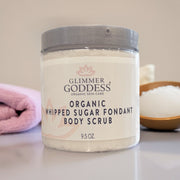 Glimmer Goddess® Organic Skin Care Organic Whipped Sugar Body Scrub 10 oz – Crepey Skin Treatment & Exfoliator Cleansers & Scrubs