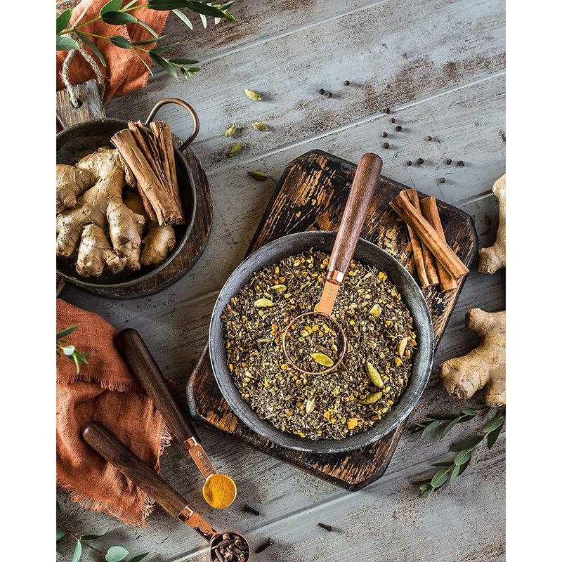 Gardenika Shop Turmeric Ginger Tulsi Chai Loose Tea, Ayurvedic Anti-Inflammatory Blend - /w Turmeric & Ginger - Herbal & Caffeine Free - Organic & Kosher Loose Leaf Tea