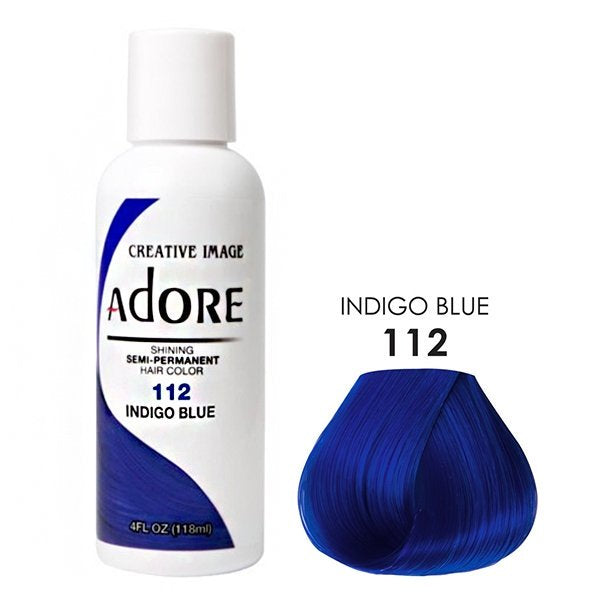 VIP Extensions Adore Semi-Permanent Hair Color, 4 fl oz Semi-Permanent Hair Color White Smoke 112 Indigo Blue