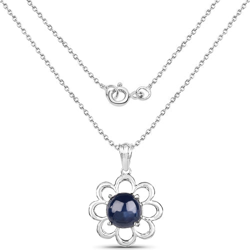 Bids.com 4.65 Carat Genuine Blue Sapphire .925 Sterling Silver Pendant Pendants