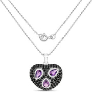 Bids.com 3.19 Carat Genuine Amethyst and Black Spinel .925 Sterling Silver Pendant Pendants