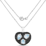 Bids.com 3.52 Carat Genuine Blue Topaz and Black Spinel .925 Sterling Silver Pendant Pendants
