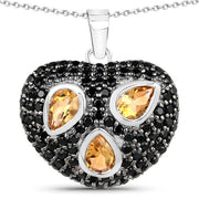 Bids.com 3.19 Carat Genuine Citrine and Black Spinel .925 Sterling Silver Pendant Pendants