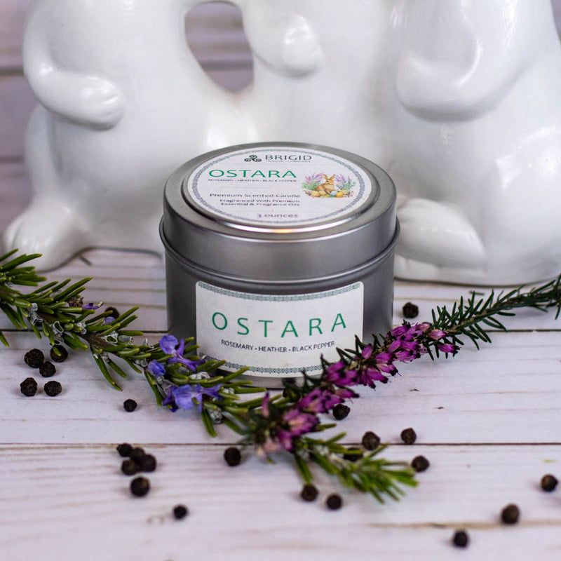 Brigid Trading Company Ostara Soy Wax Candle - Heather, Rose, and Black Pepper Flower Premium Scented Candle