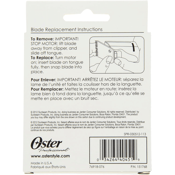 Oster Professional Replacement Blade For Classic 76 / Star-Teq / Powerline / Outlaw, Size 1A 1/8" (3.2 Mm) #76918-076
